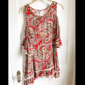 Paisley Vine boho cold shoulder tunic